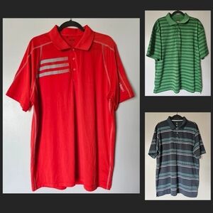 A bundle of 3 golf stretchy striped men's polos Adidas Bollé Pro Player Size XL